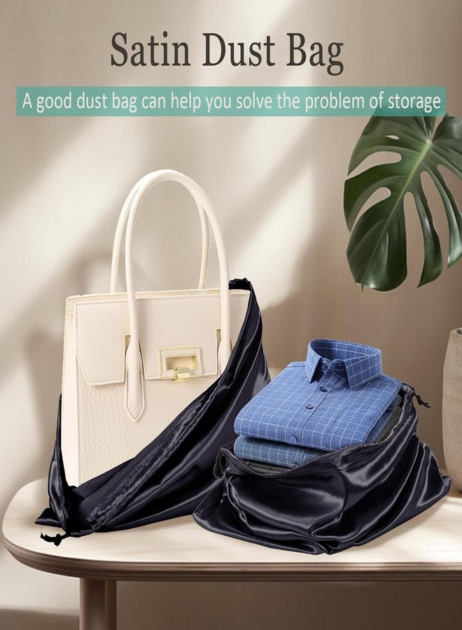 AOFEGRLT 6 Pack Purse Dust Bags Large Silk Drawstring Dust Bag Cover for Handbag Shoe Storage(Black, M-19.6 × 15.7 in) - Image 3